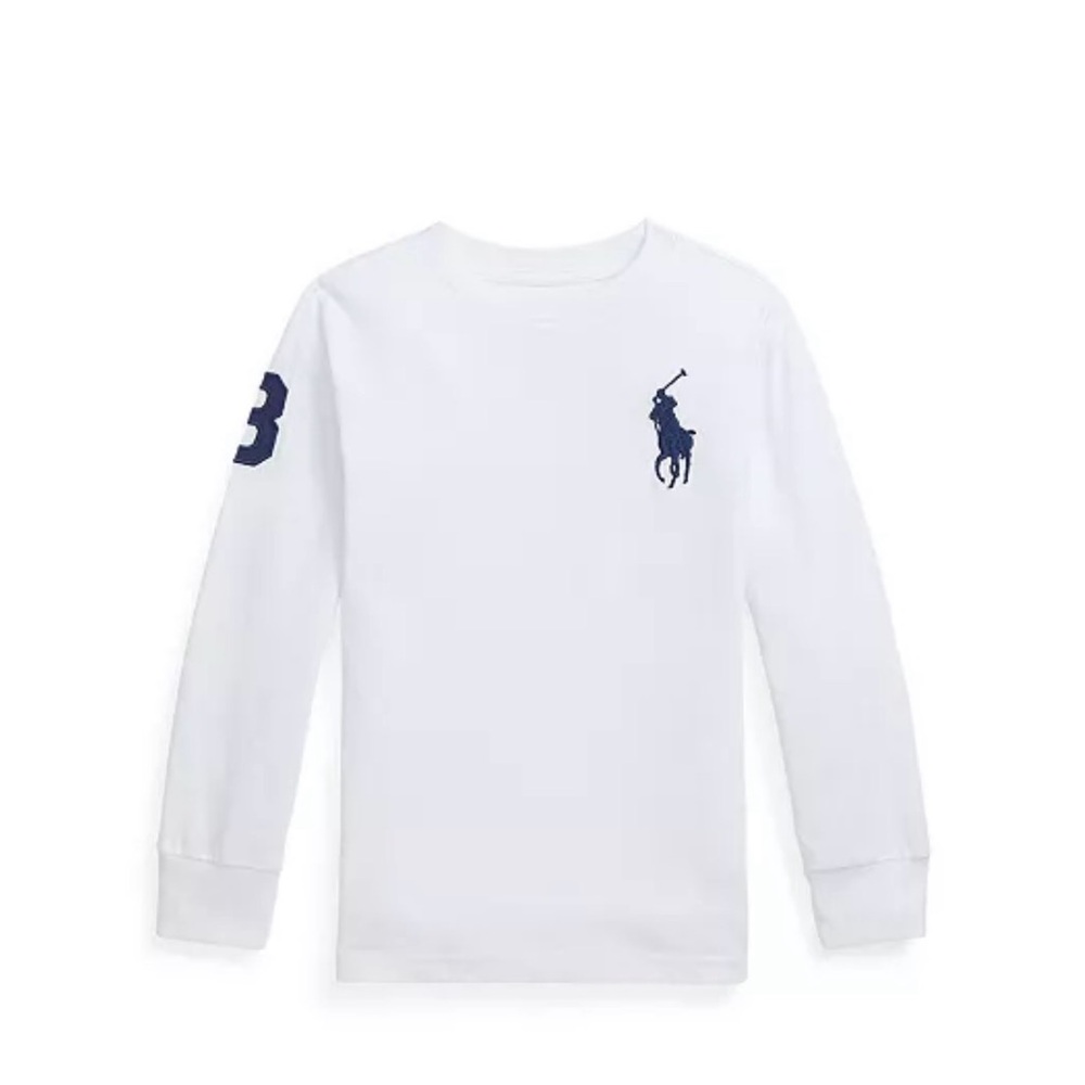Polo by Ralph Lauren White Long-Sleeve Tee with Navy Logo